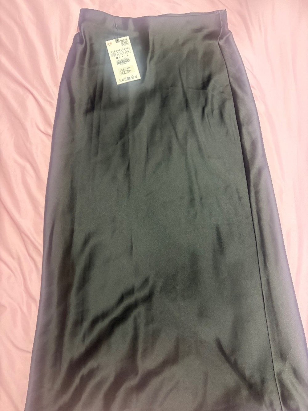 ZARA Black Satin Maxi Skirt XS NWT